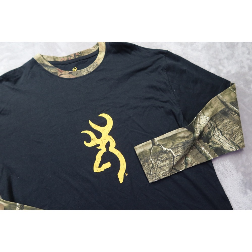 Browning Long Sleeve T-Shirt Black Camo Accent Men's‎ Size Large